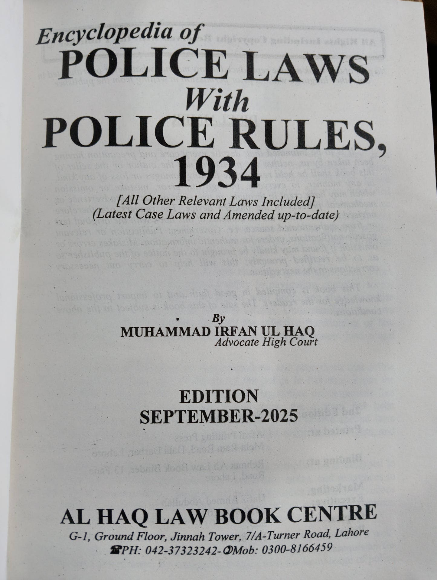 Police Laws with Police Rules 1934 in Pakistan